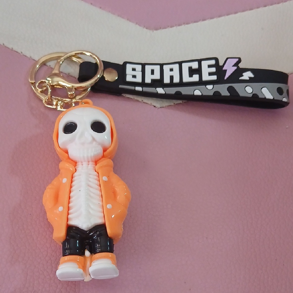 l*space Orange Skeleton Keychain with Black Strap